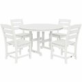 Polywood Lakeside 48'' White 5-Piece Round Table Dining Set 633PWS5171WH